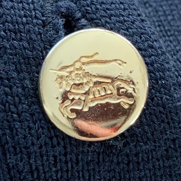 Burberry Vtg Cardigan Sweater Wool Logo Buttons Scalloped Collar 40” Size M ? - Picture 8 of 9